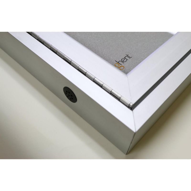 Ghent 3 Door Enclosed Vinyl Bulletin Board with Satin Frame 4'H x 8'W Silver PA34896VX193