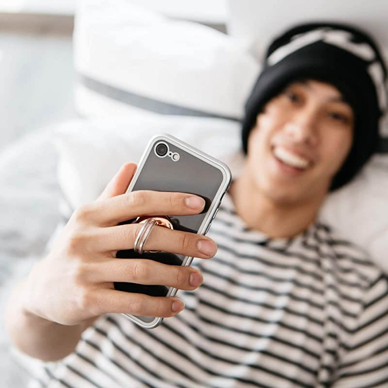 Phone Ring Holder 3in1 Phone Ring Phone Stand Phone Car Vent Mount Finger Grip Phone Holder for All iPhone Samsung Galaxy Rose Gold