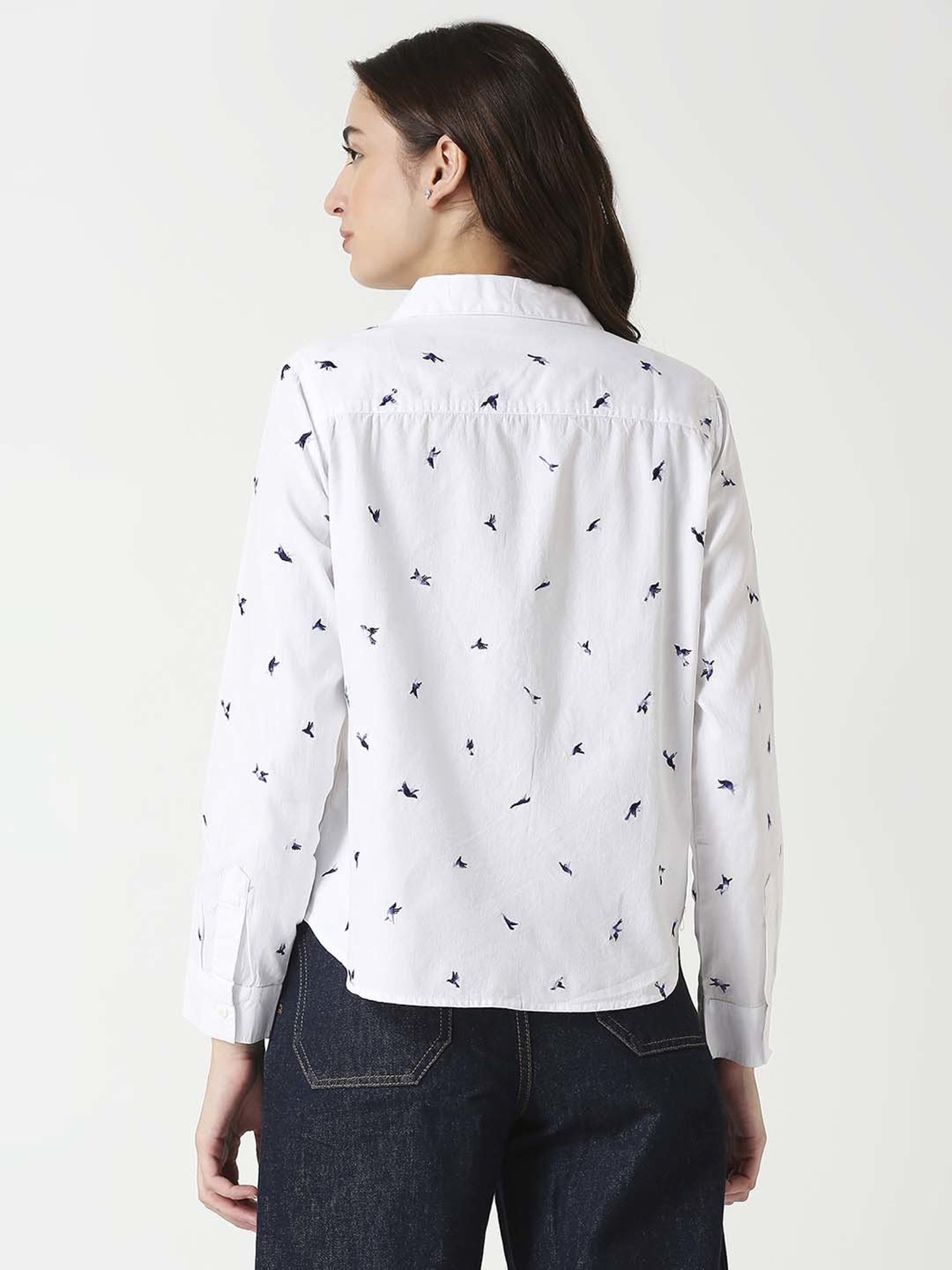 Remanika White Cotton Embroidered Shirt