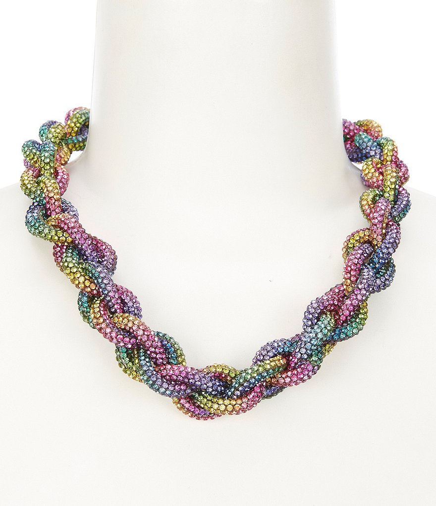 Natasha Accessories Braided Stone Necklace
