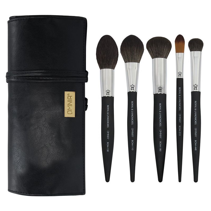 OMNIA Brush Artist Favorites, KJB, 6pc Complexion  Makeup Brush Set with Wrap