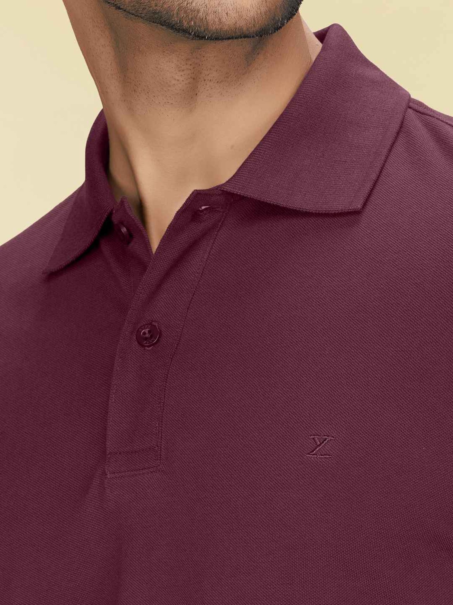 XYXX Merlot Maroon Cotton Regular Fit Polo T-Shirts