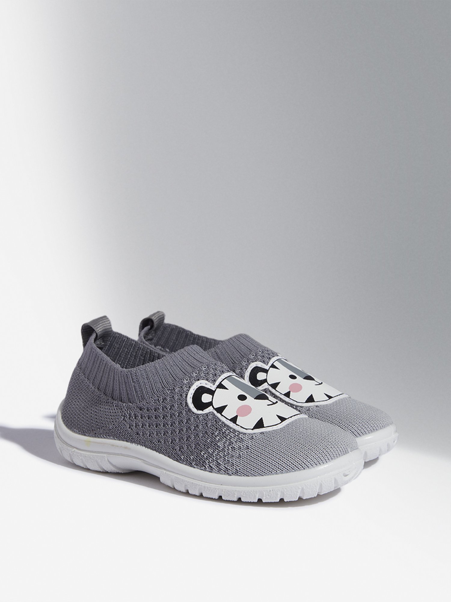 Yellow by Westside Grey Zebra Design Knitted Shoes