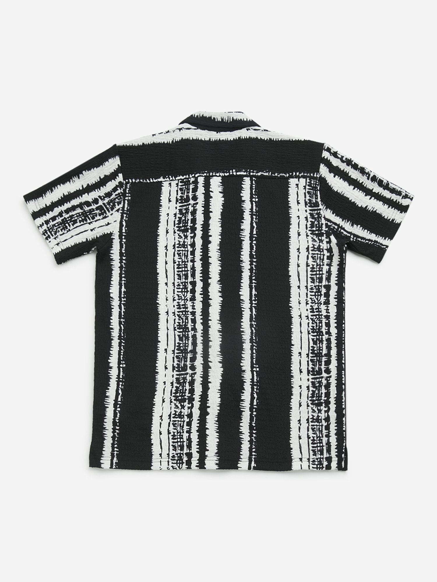 Y&F Kids by Westside Black Printed Crinkled Cotton Shirt