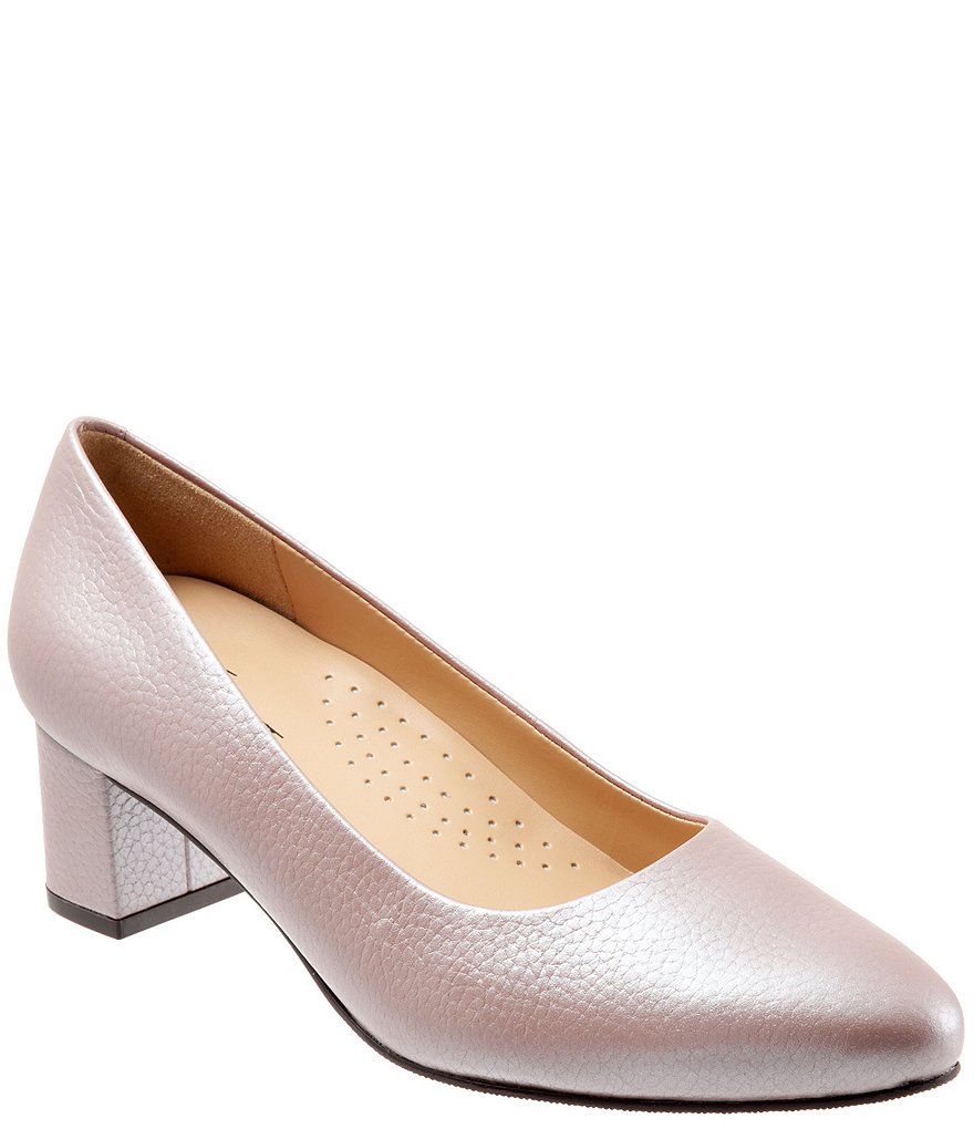 Trotters Kari Pearlized Leather Block-Heel Pumps