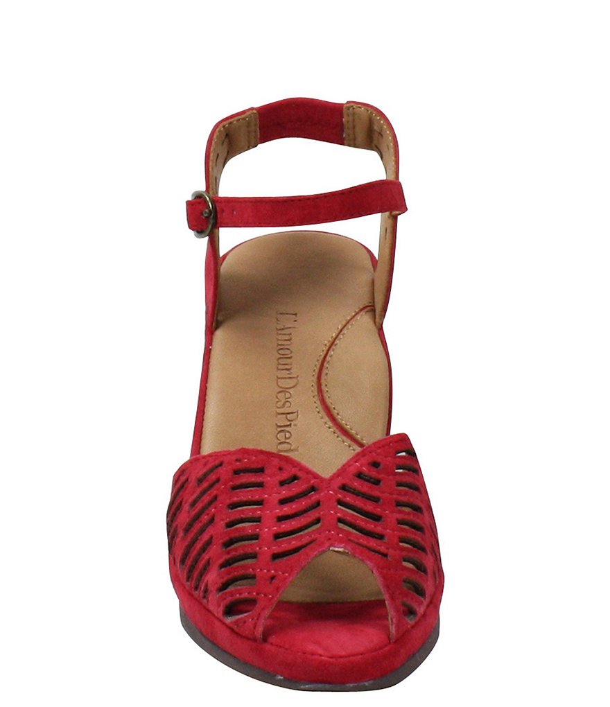 L'Amour Des Pieds Oanez Cut Out Suede Wedge Sandals
