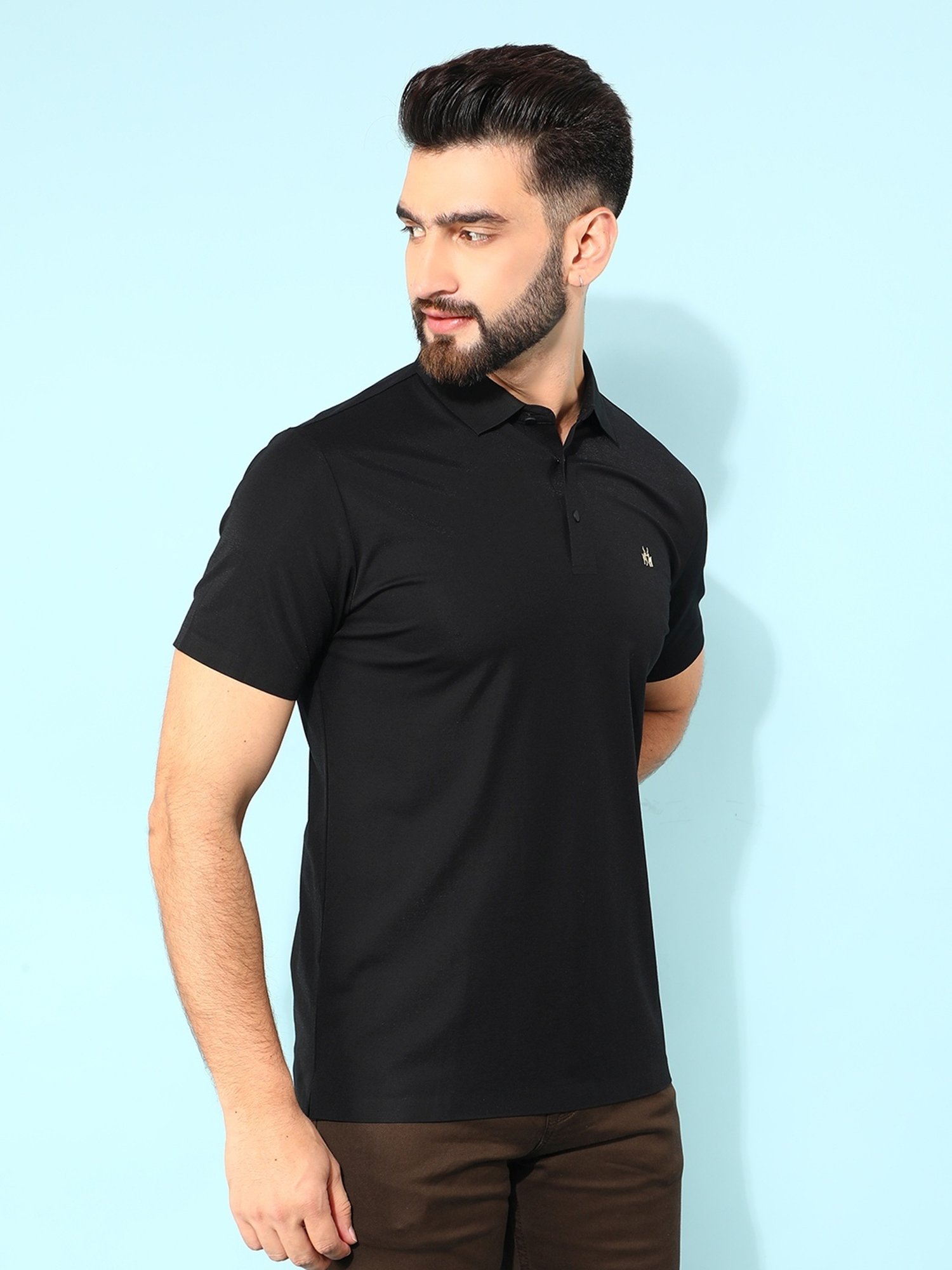 Crimsoune Club Black Slim Fit Polo T-Shirt