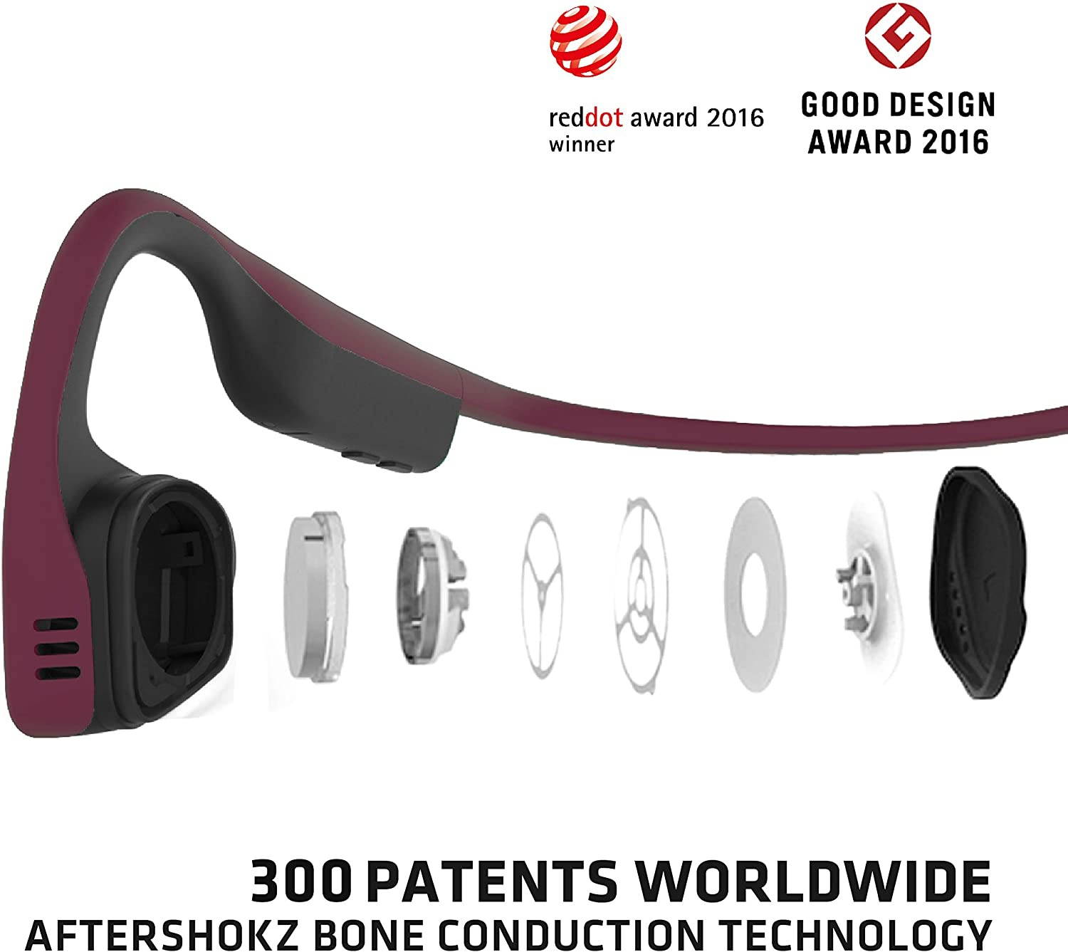 AfterShokz Titanium Bone Conduction Wireless Bluetooth Headphones, Canyon Red