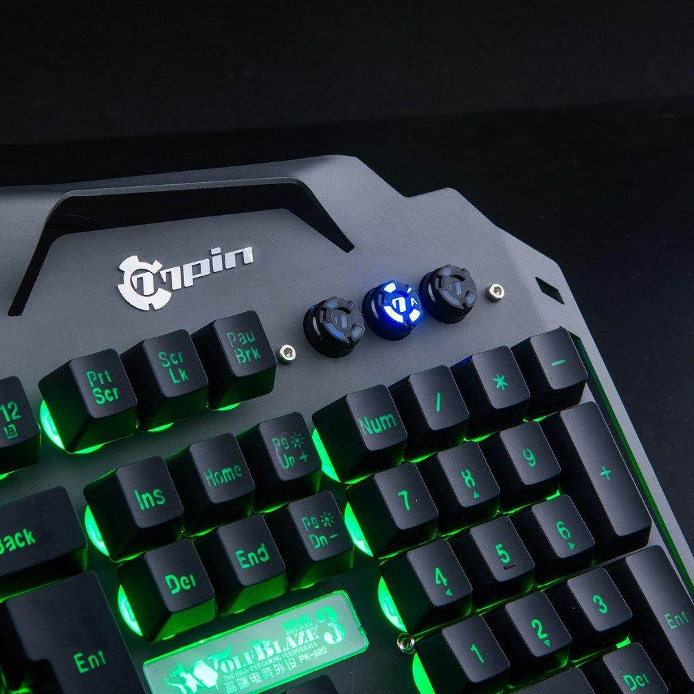 PK820 Membrane Keyboard Aluminum Alloy Panel Backlight Wired Gaming Keyboard