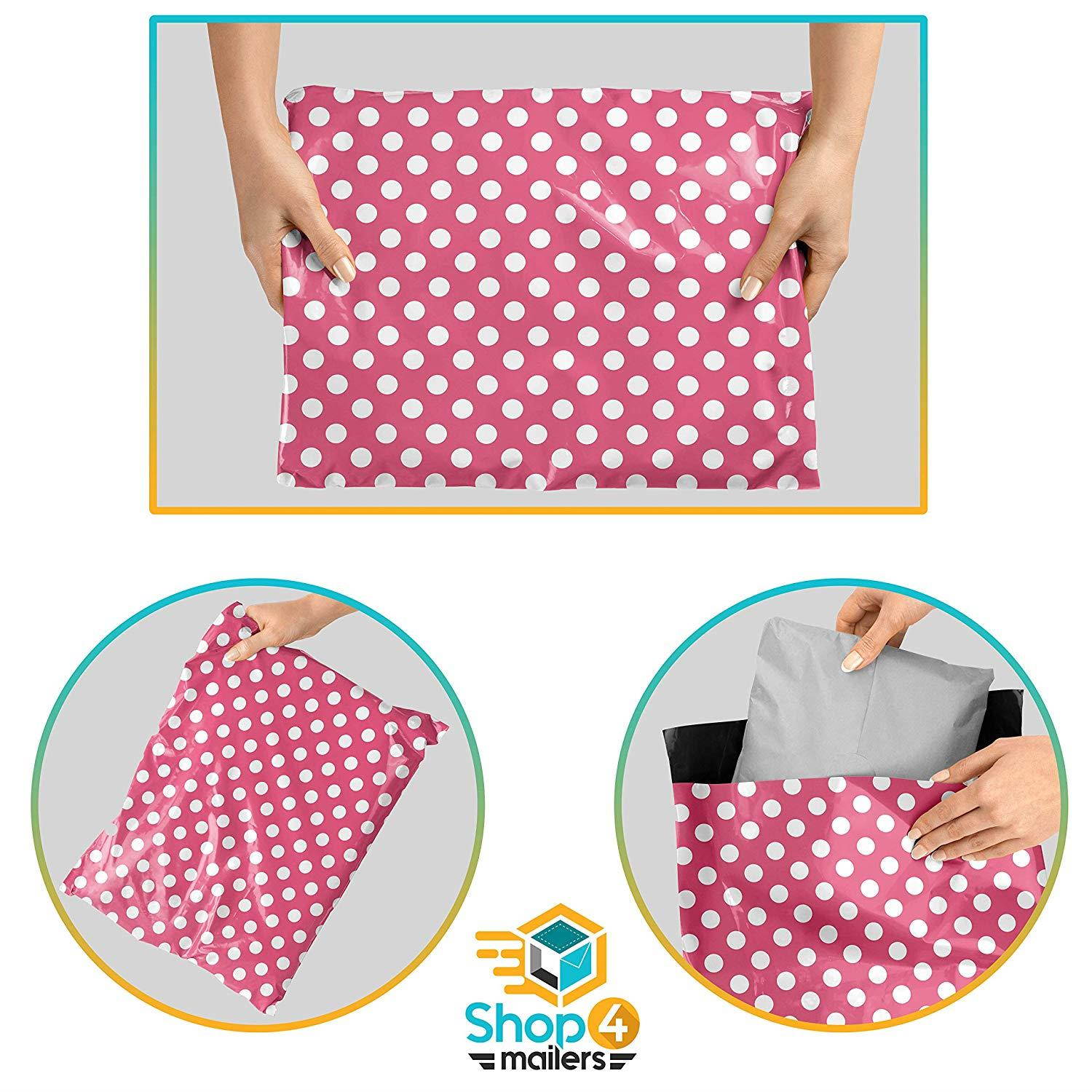 Shop4Mailers 6 x 9 Pink Polka Dot Poly Bag Mailer Envelopes 2 Mil (1000 Pack)