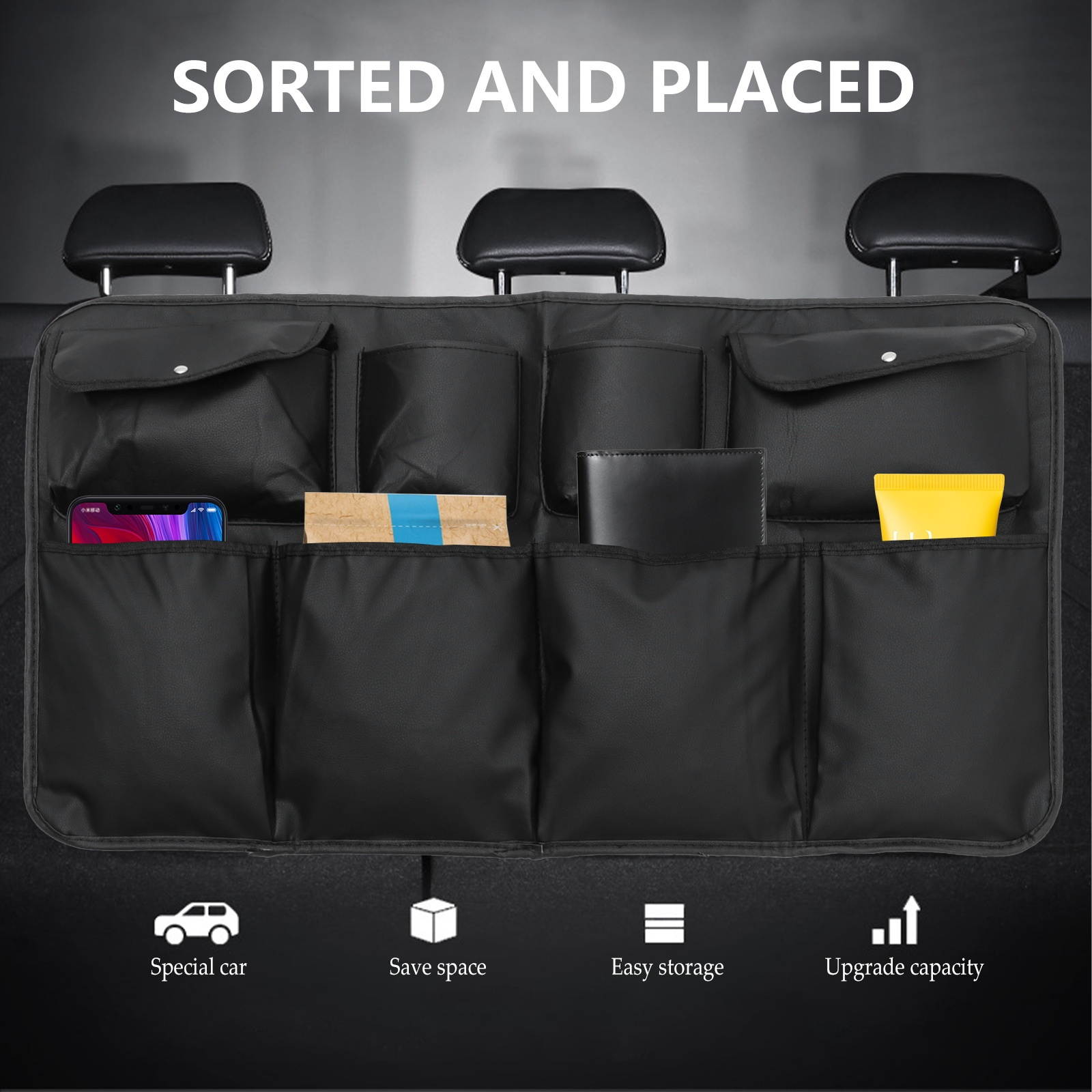 1Pc Durable   Delicate Rear Seat Storage Bag Back Seat Organizer Car Trunk Storage Bag
