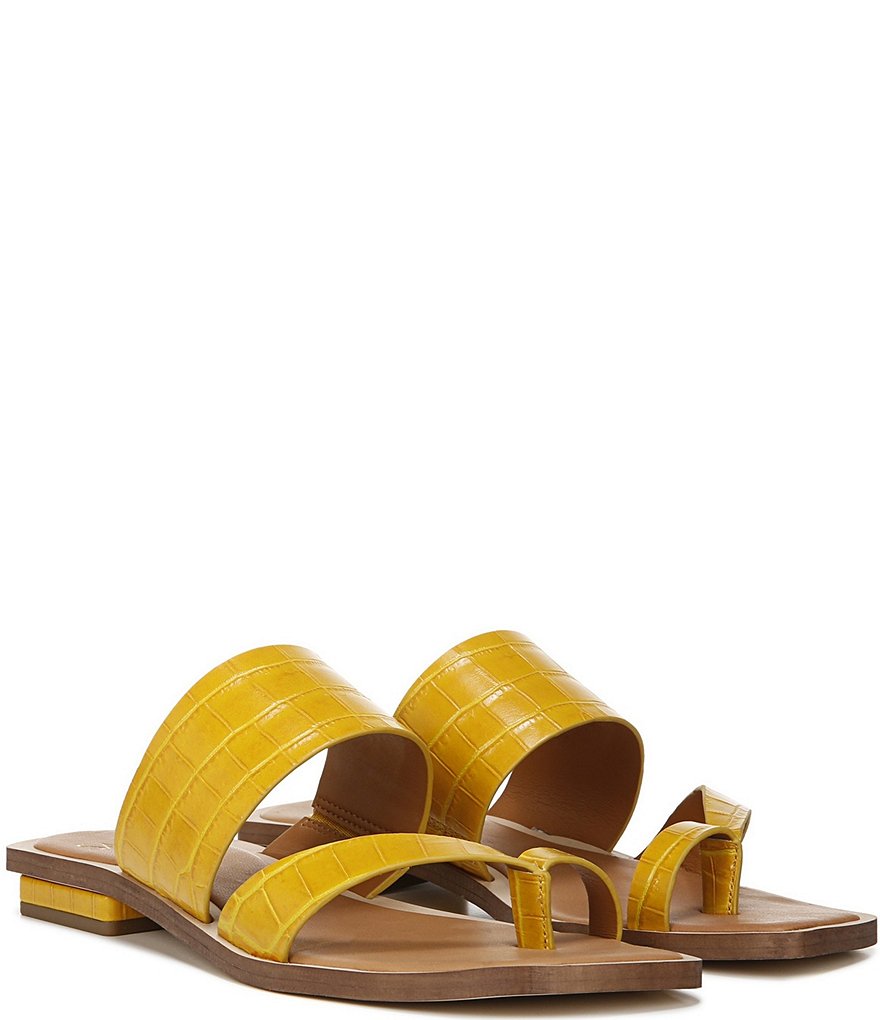 Sarto by Franco Sarto Ediana Croco Print Leather Toe Ring Square Toe Sandals