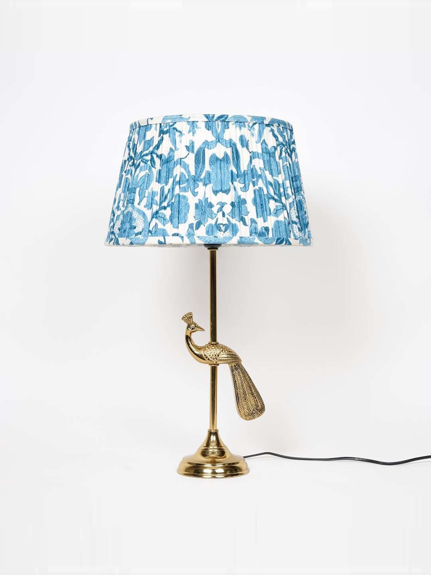 Kapoor Lamp Shades Aluminium Torre Brass Finish Table Lamp With Printed Cotton Shade