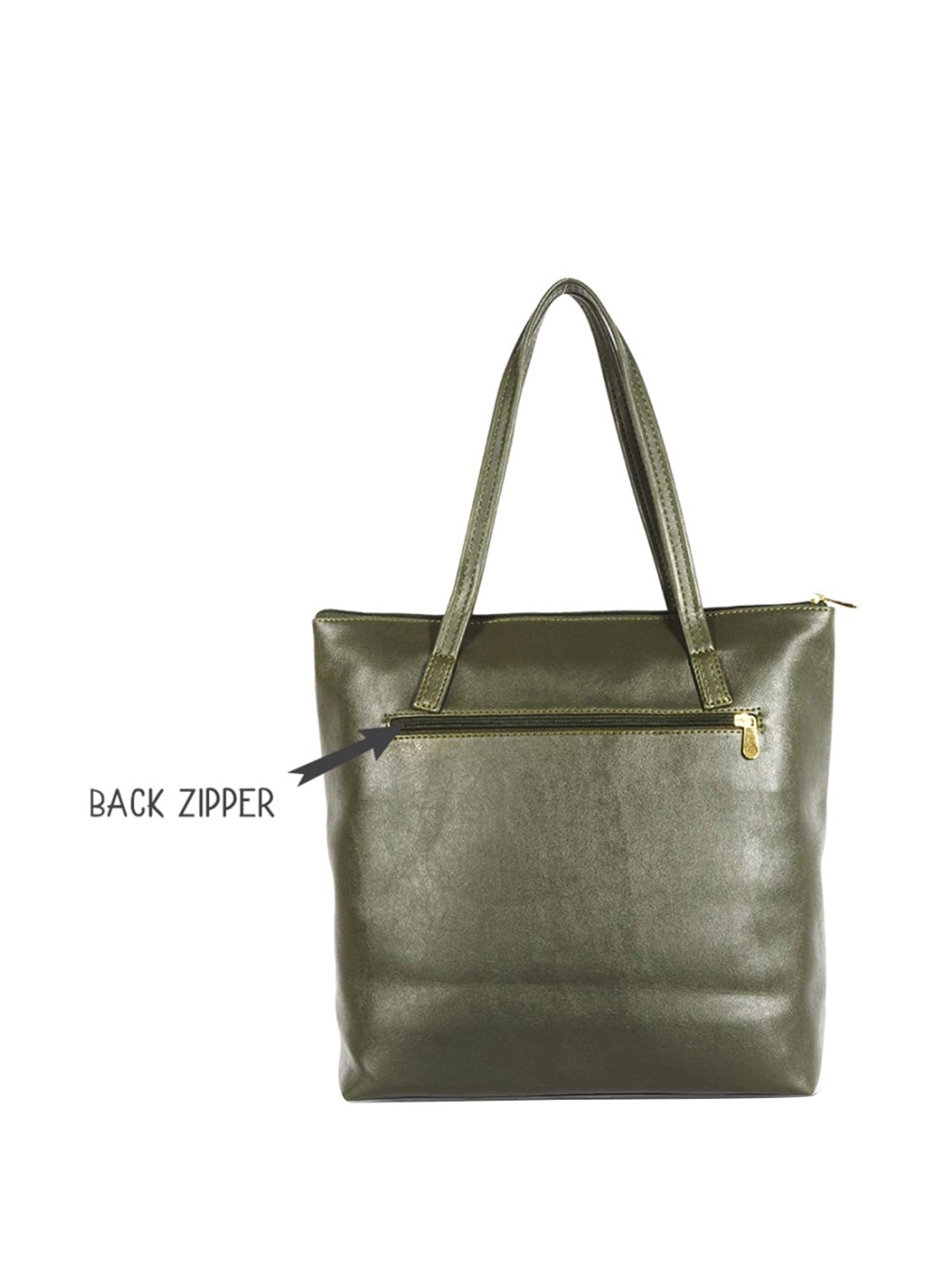 Baggit Olive Solid Large Tote Handbag