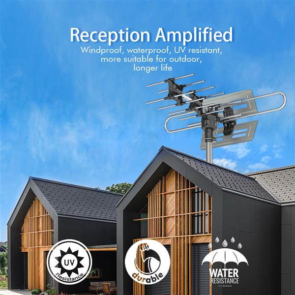 360&deg;Rotation UV Dual Frequency 45-860MHz 22-38dB Outdoor TV Antenna