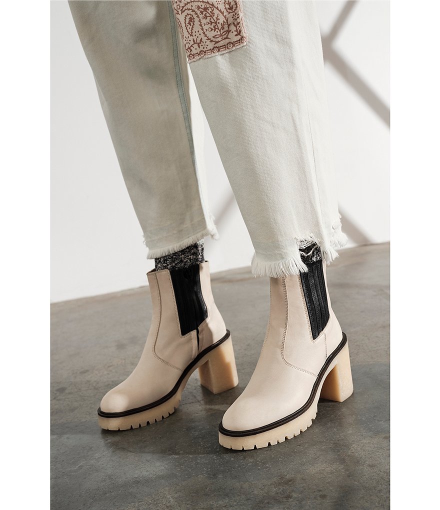 Free People James Leather Block Heel Chelsea Booties