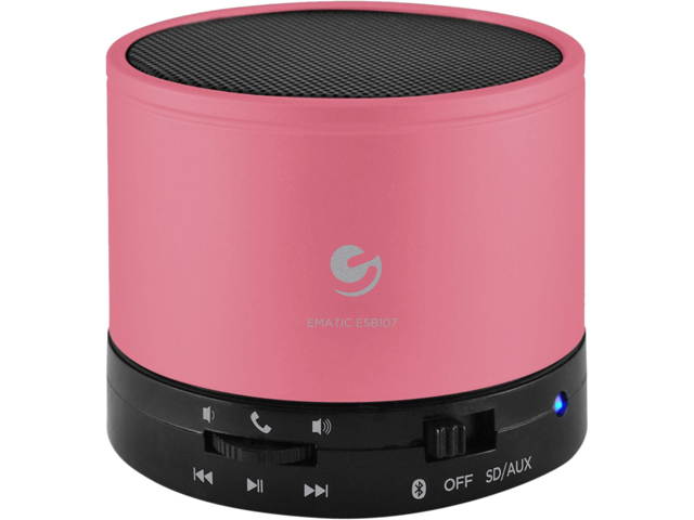 Ematic ESB107 Speaker System - Portable - Battery Rechargeable - Wireless Speaker(s) - Pink