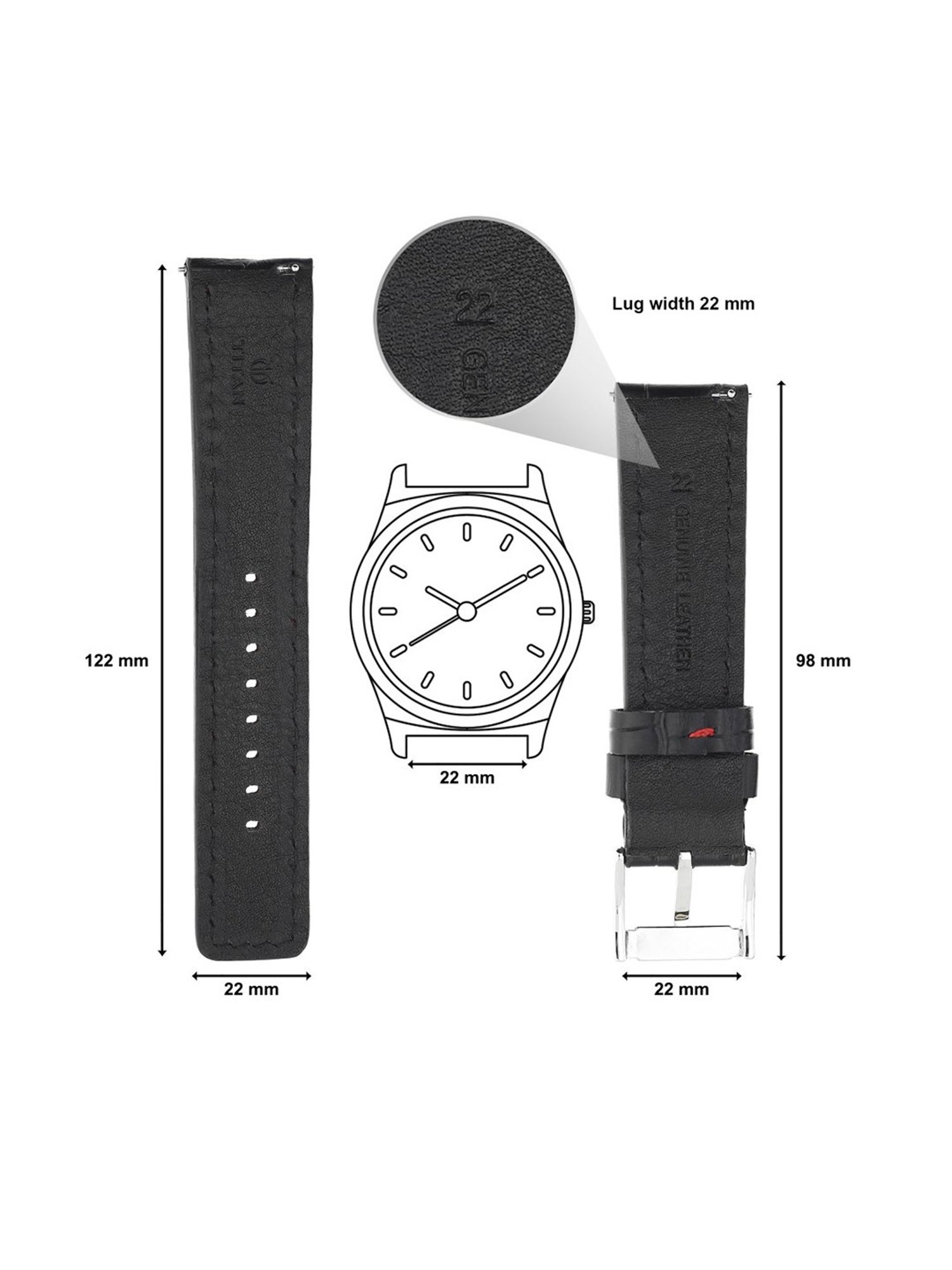 Titan 24 mm Tan Genuine Leather Strap for Men