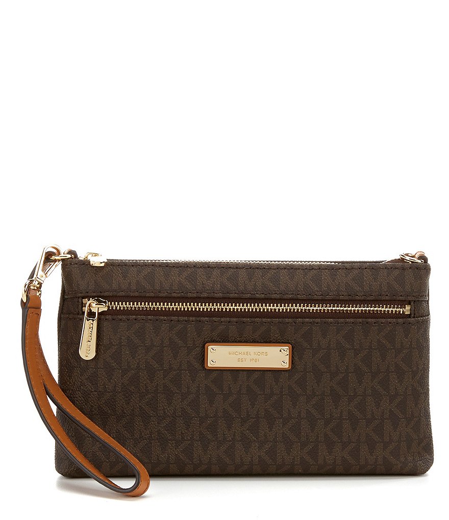 Michael Kors Zebra Signature Jet Set Double Zip Wristlet