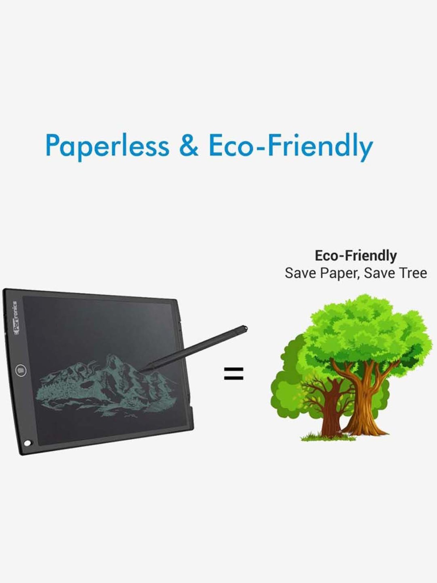 Portronics Ruffpad POR-1127 12D Re-Writable LCD Writing Pad (Black)