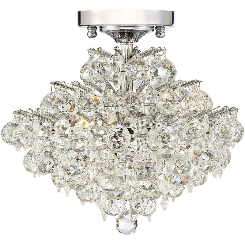 Vienna Full Spectrum Essa 12" Wide Chrome and Crystal 3-Light Ceiling Light