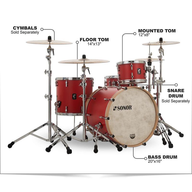 Sonor SONOR SQ1 3-Piece Shell Pack with 20 in. Bass Drum Hot Rod Red