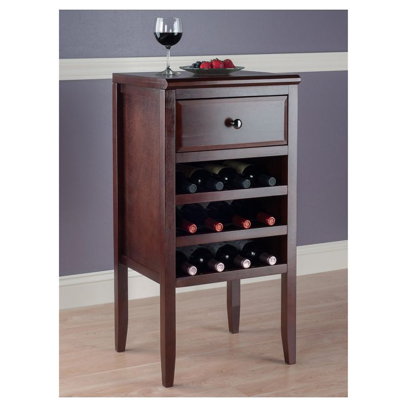 Orleans Modular Buffet with Drawer 12 Bottles Wine Rack Wood/Dark Cappuccino - Winsome