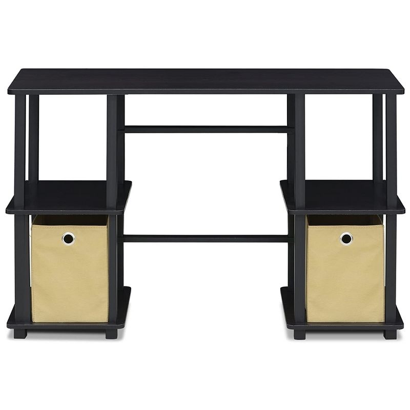 Furinno Turn-N-Tube Rectangular Home Office Computer Desk Work Station with 2 Storage Bins and 2 Organizational Shelves, Espresso