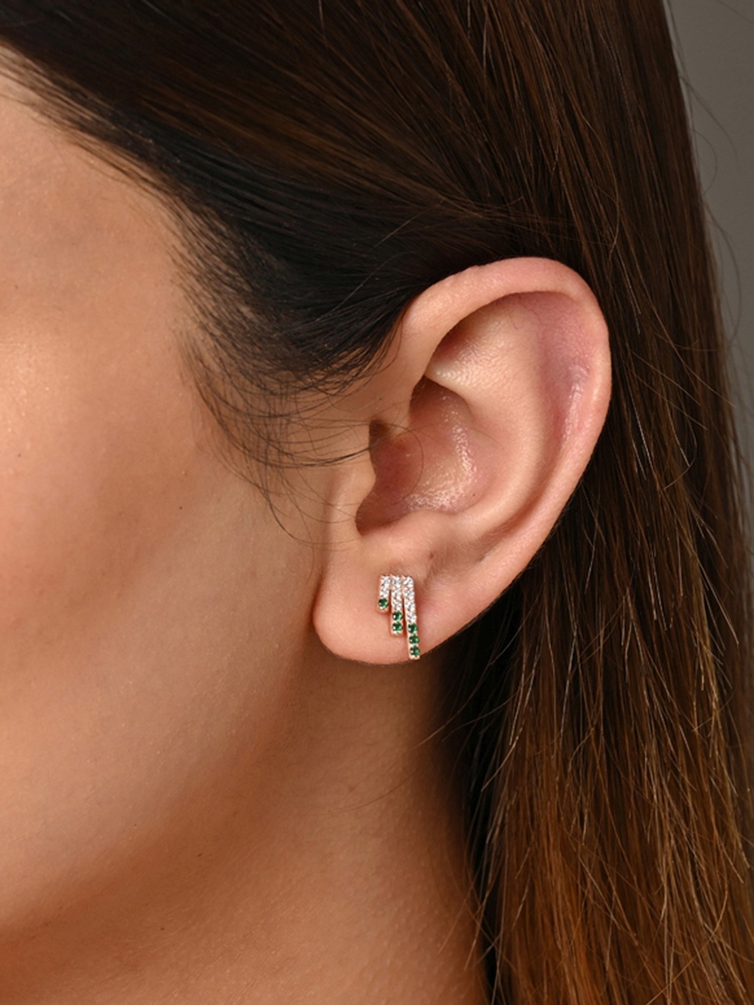 Clara 925 Silver Rose Gold-Plated Swiss Zirconia Blanca Stud Earrings