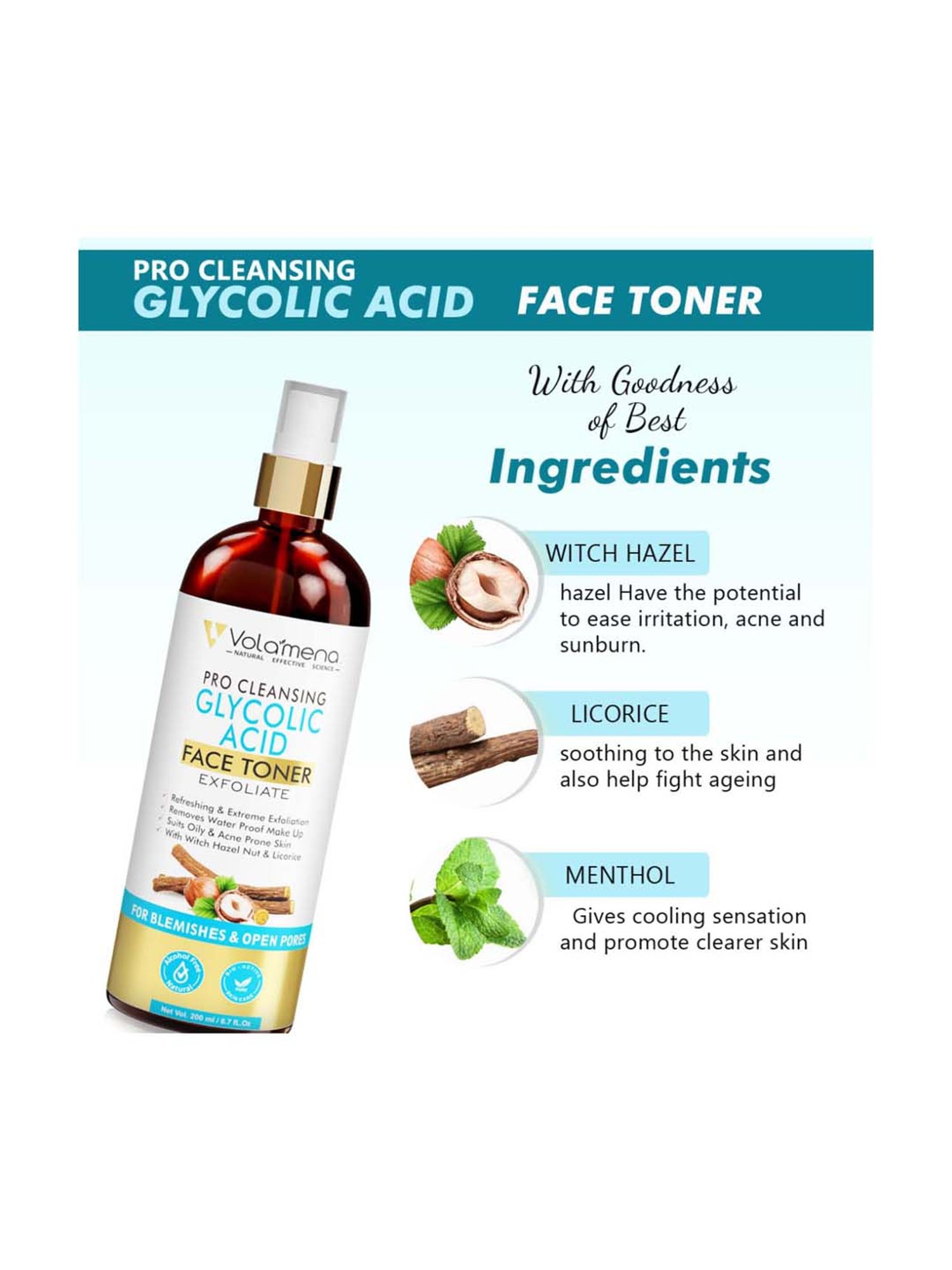 Volamena Pro Clearing Glycolic Acid Face Toner - 200 ml