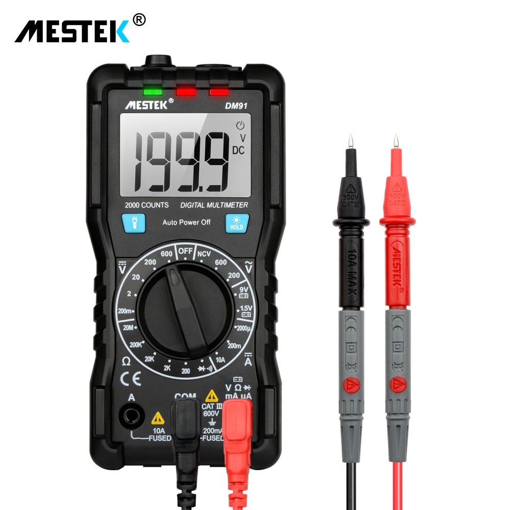 MESTEK Auto-range LCD Digital Multimeter DC/AC Voltage DC Current Meter Resistance Tester Voltmeter Ammeter