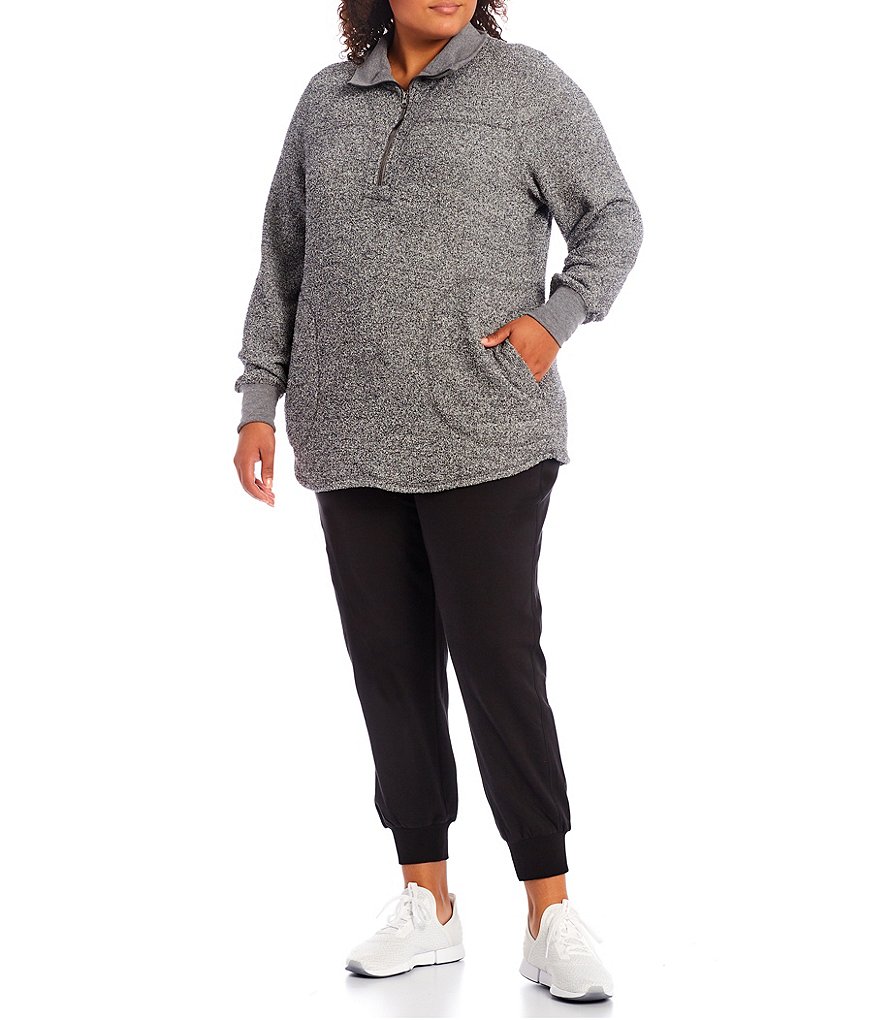 Ruby Rd. Plus Size Ombre Striped 3/4 Sleeve Button Front Long Cardigan