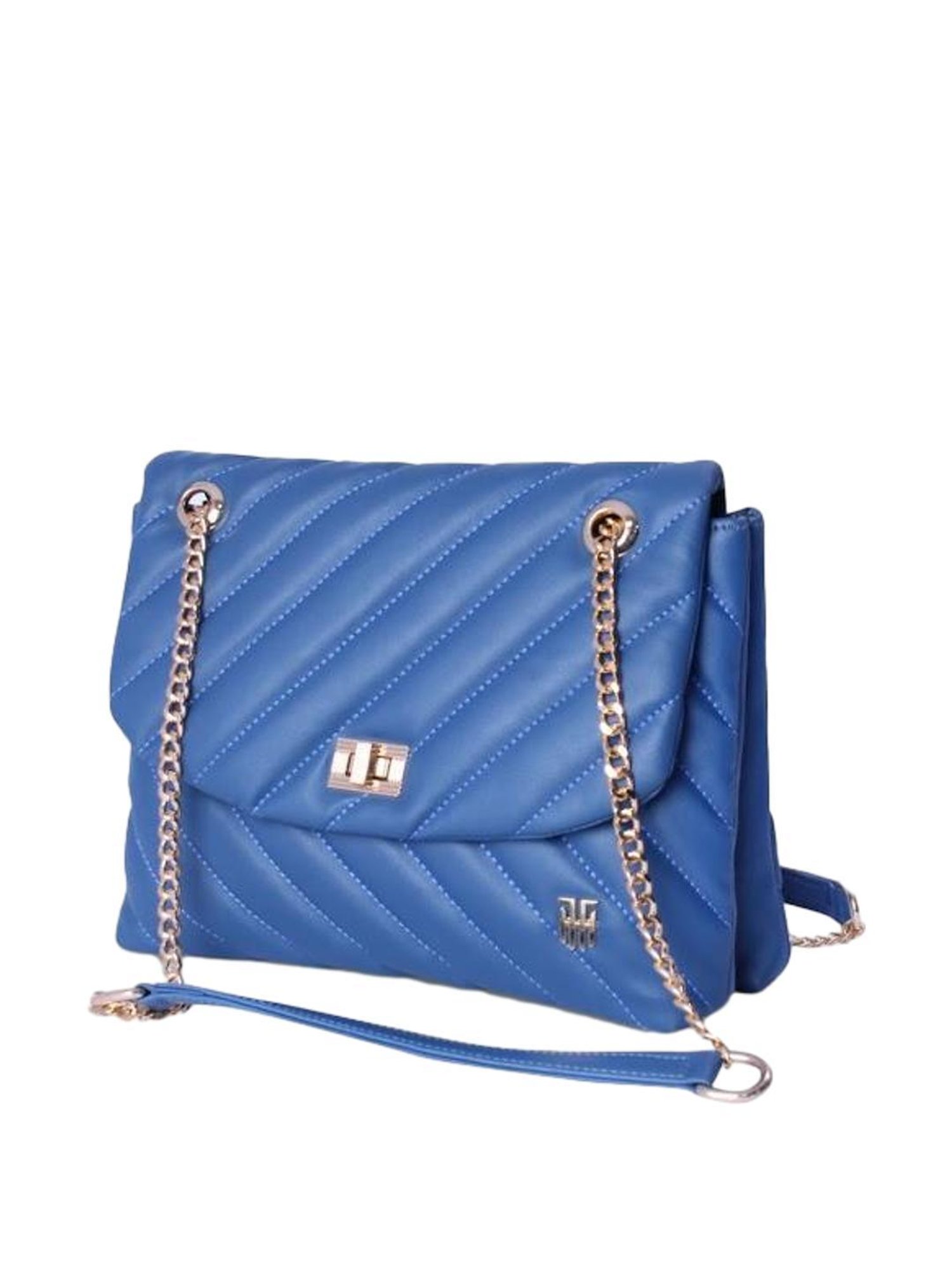 THE HOLISTIK Glamiitque Royal Blue Quilted Medium Sling Handbag
