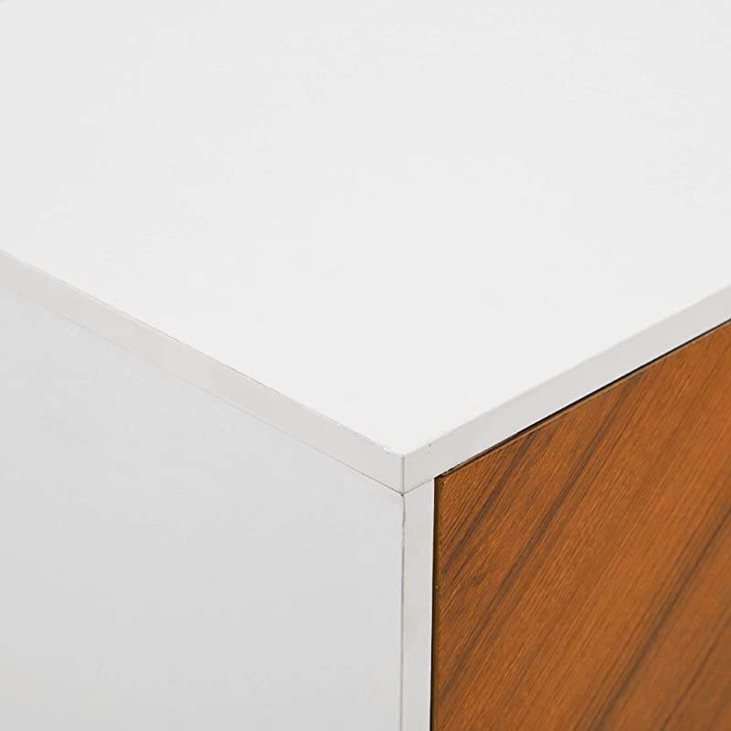 Edison Fehr Mid Century Modern 2 Door Bookmatch Accent Cabinet , 28 Inch, Solid White