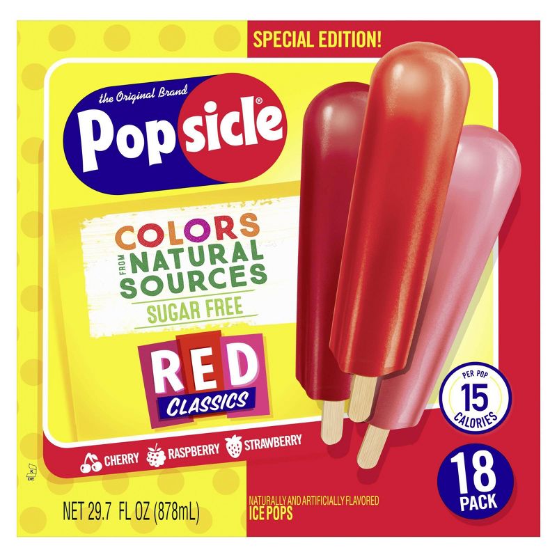The Original Brand Popsicle Sugar Free Red Classics Ice Pops - 18pk