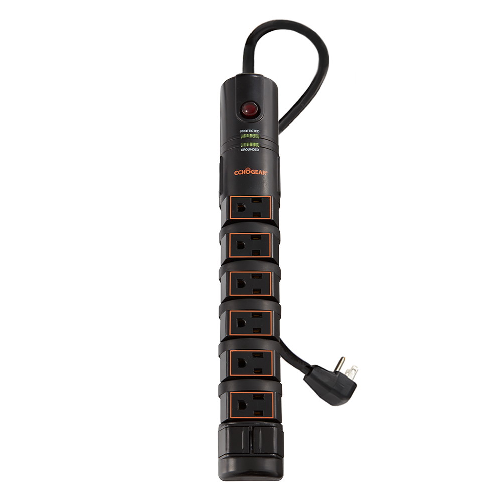 ECHOGEAR 8-Outlet Rotating-Plug Split Surge Protector Power Strip-Fireproof Tech