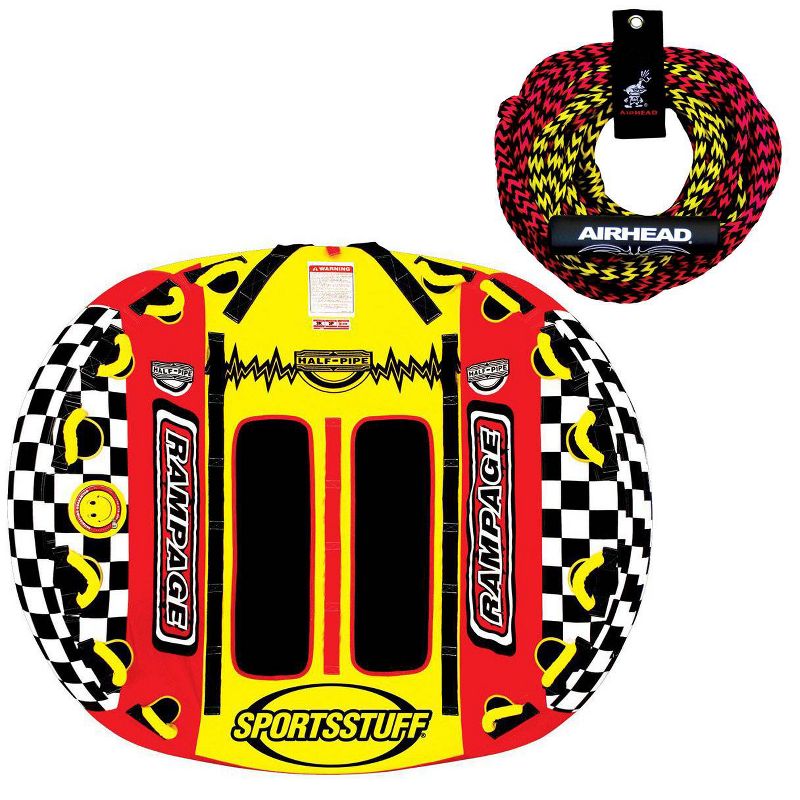 SPORTSSTUFF Half Pipe Rampage Inflatable Blow Up to 2 Riders Towable & Tow Rope