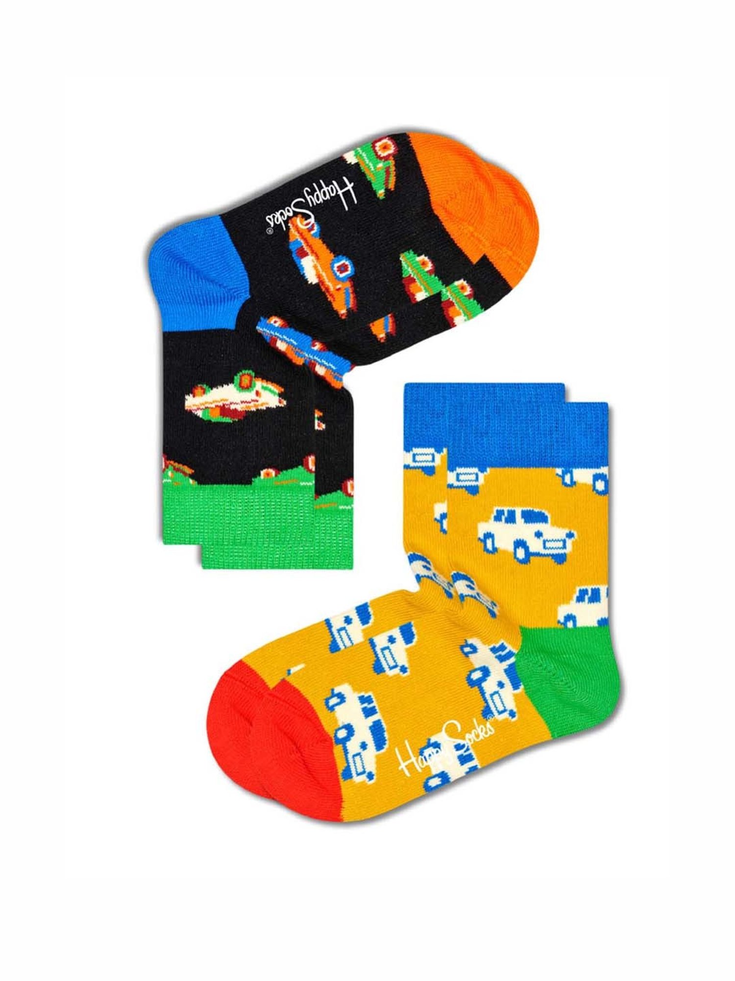 Happy Socks Kids Car Multicolor Cotton Printed Socks (0-12M) - Pack of 2