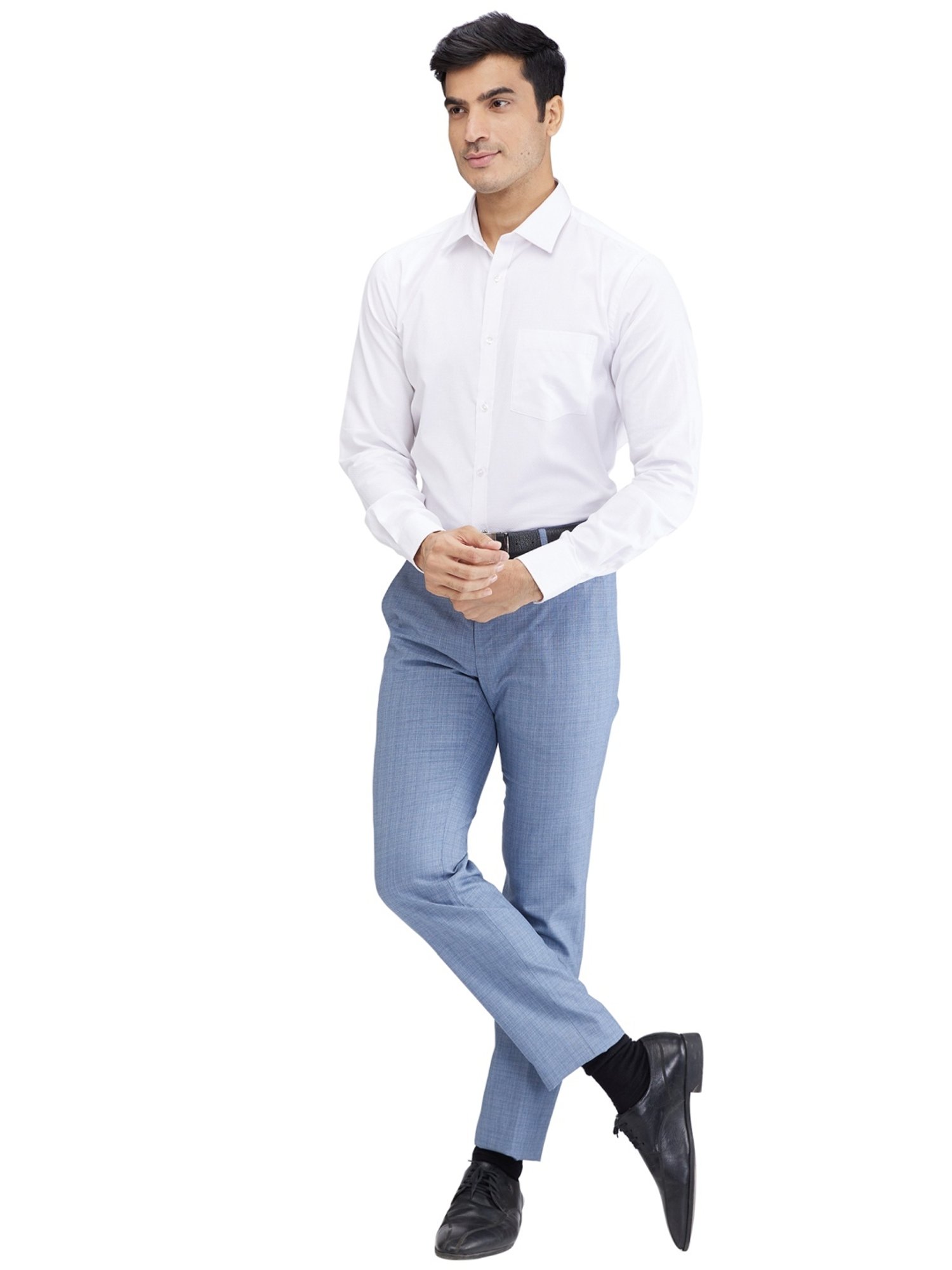 Raymond Blue Slim Fit Checks Trousers