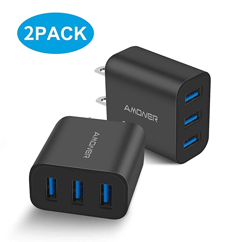 Wall Charger Upgraded 2Pack 15W 3Port USB Plug Cube Portable Wall Charger Plug for iPhone XsXS MaxXRX876Plus iPad ProAir 2Mini 2 Galaxy10987 Note98 LG Nexus and More