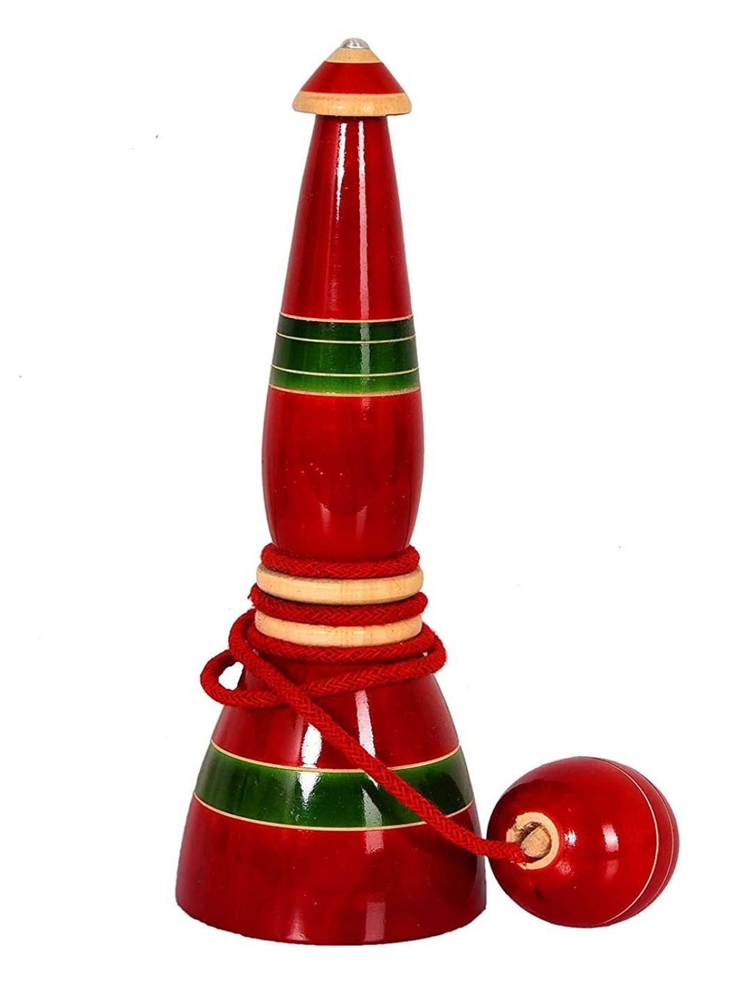 Desi Toys Kids Red & Green Wooden Cup & Ball Toy