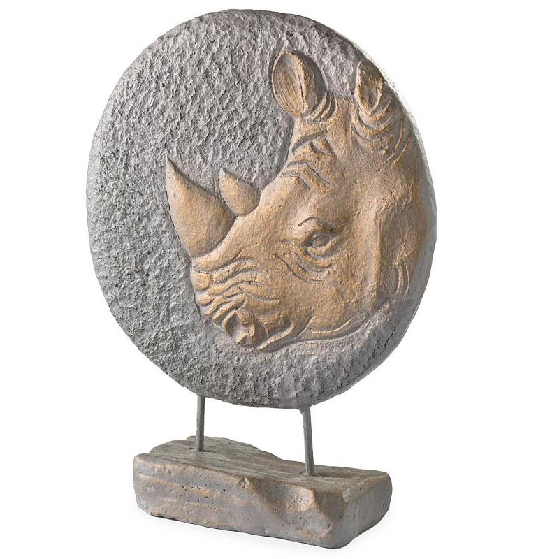 Wind & Weather Tabletop Round Rhinoceros 3-Dimensional Sculpture D'ecor