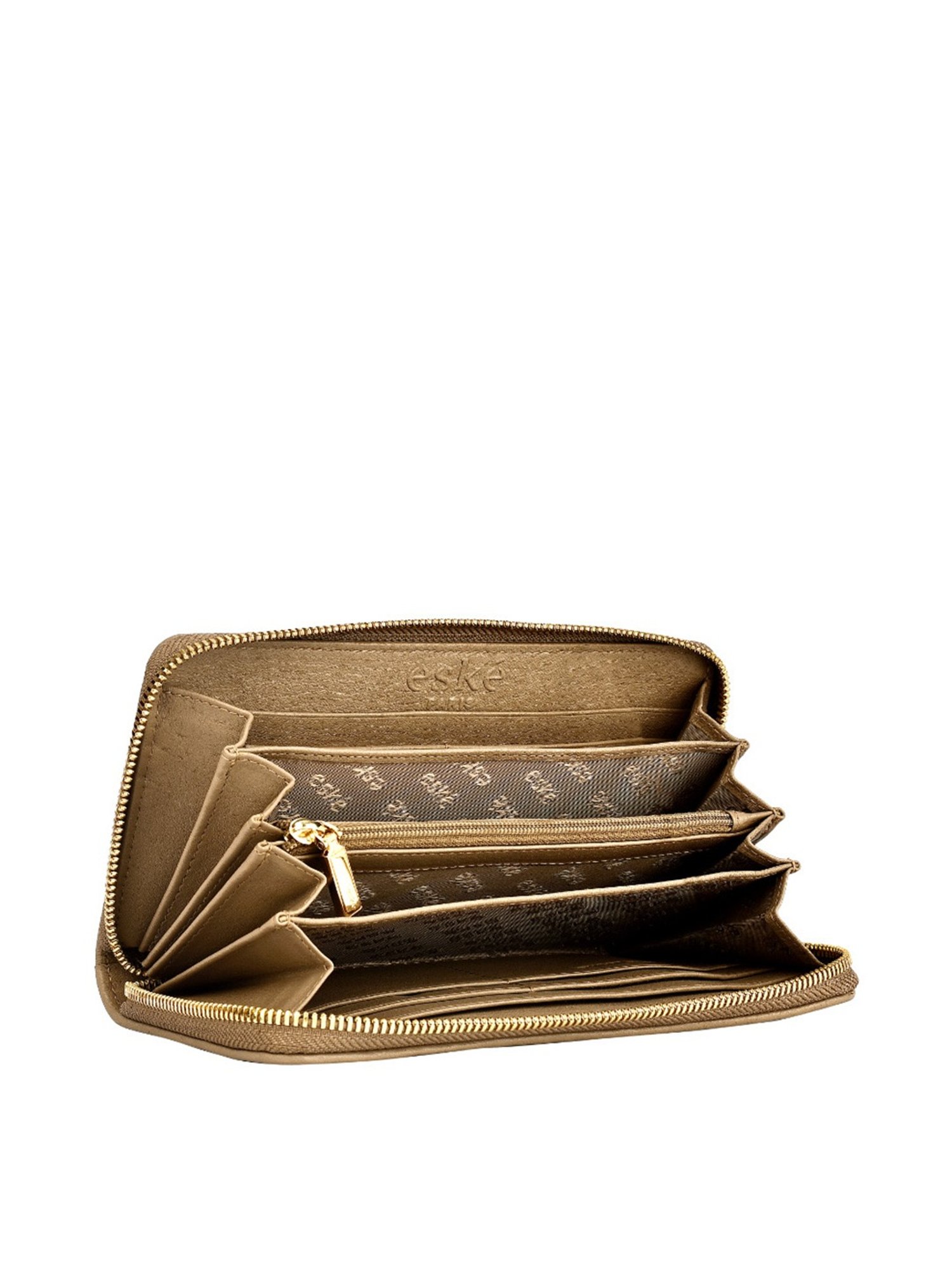 Eske Sophie Stone Brown Textured Zip Around Wallet for Women