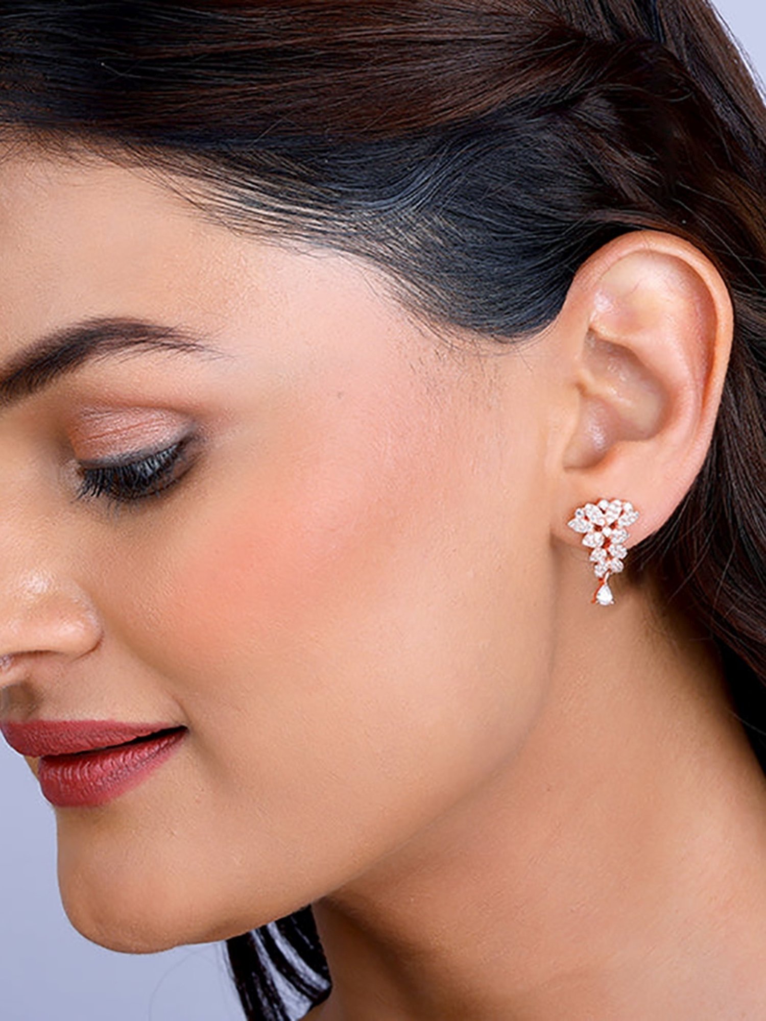 GIVA 92.5 Sterling Silver Rose Gold Party Wear Drop Earrings