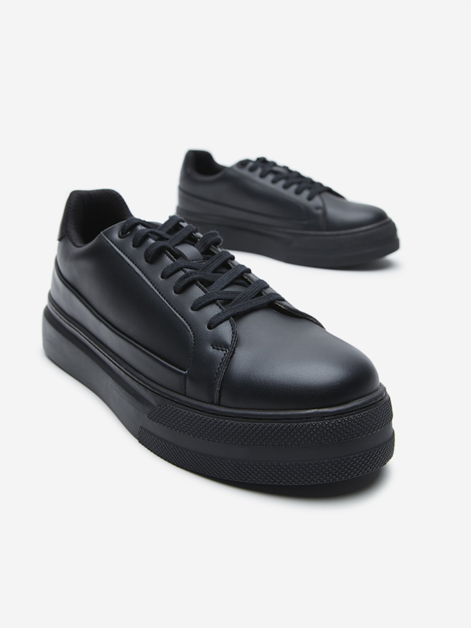 SOLEPLAY by Westside Black Chunky Lace-Up Sneakers