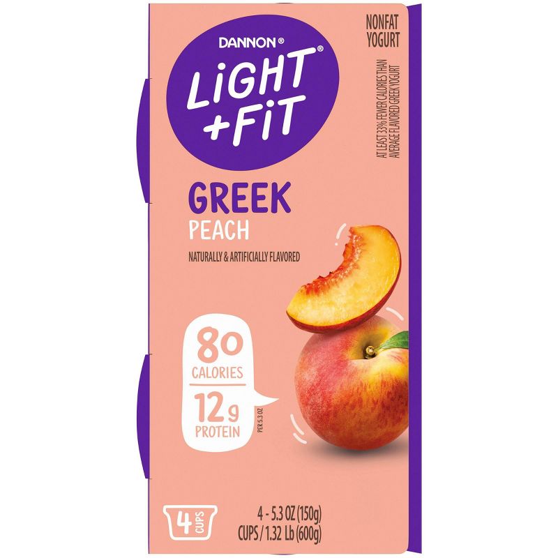 Dannon Light and Fit Peach Flavored Greek Yogurt - 4ct /5.3oz