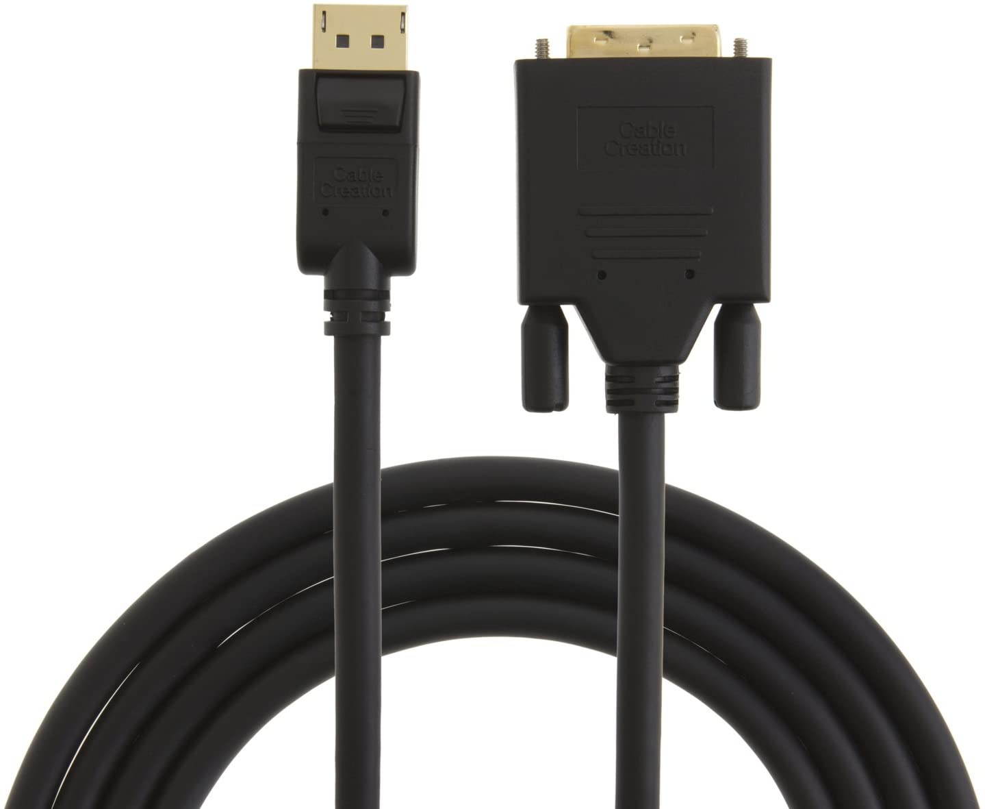 DisplayPort to DVI Cable 10ft, Gold Plated DP to DVI Cable with Built in IC Chipset, 3M / Black