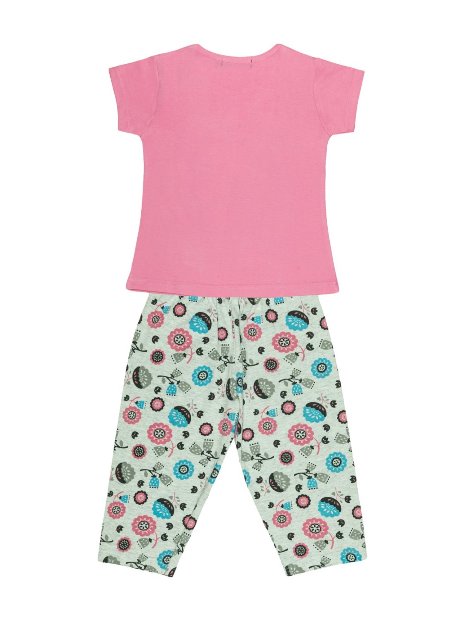 Todd N Teen Kids Pink Cotton Printed T-Shirt & Pants Set