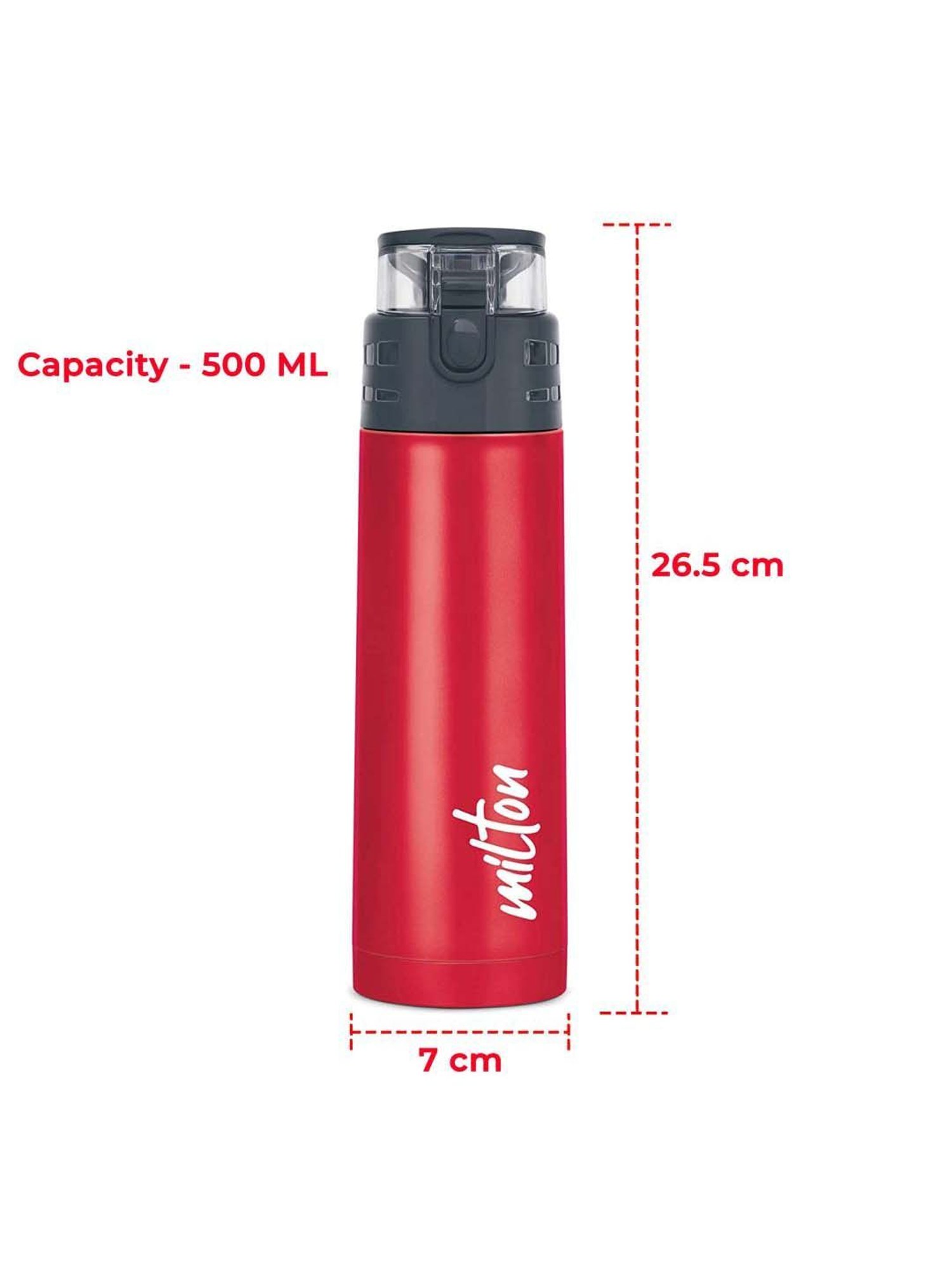 Milton Atlantis 600 Red Thermosteel Insulated Water Bottle (0.5 L)