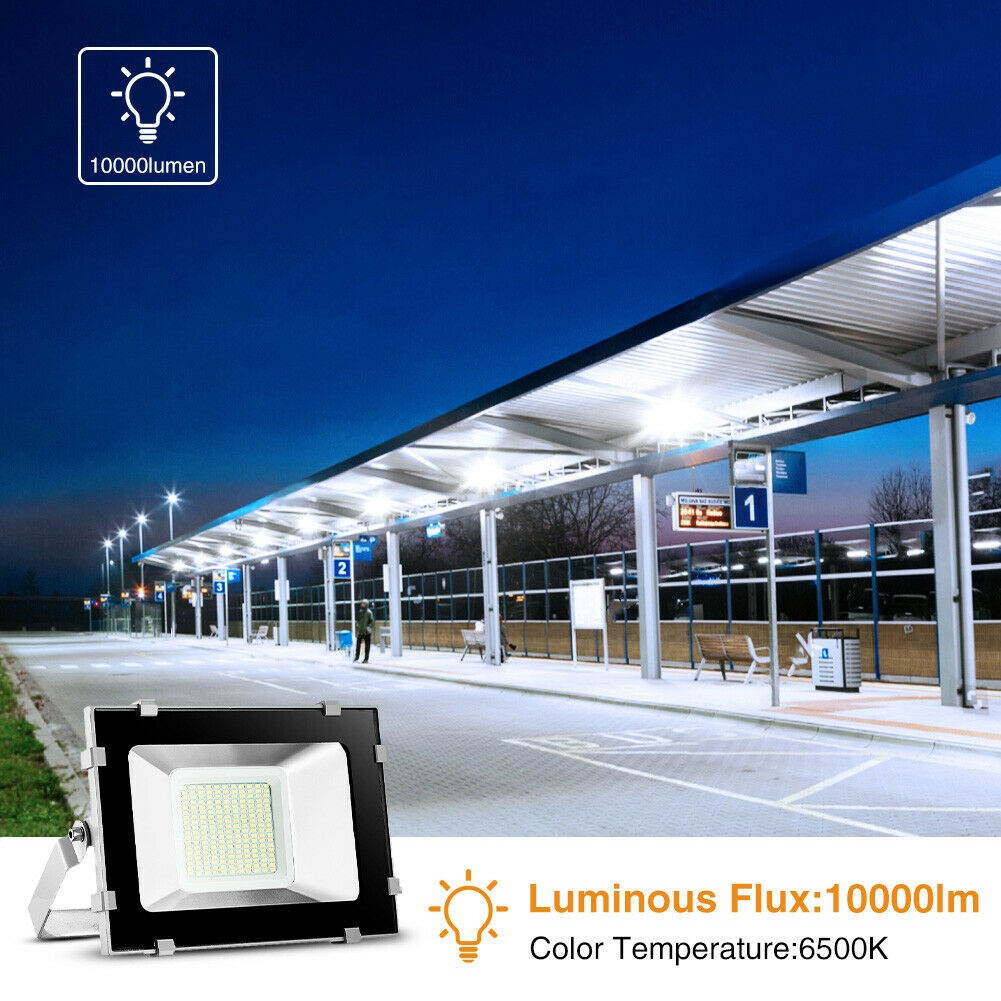 2x 100W LED Flood Light Cool White Outdoor Security Garden Spot Lamp US Stock